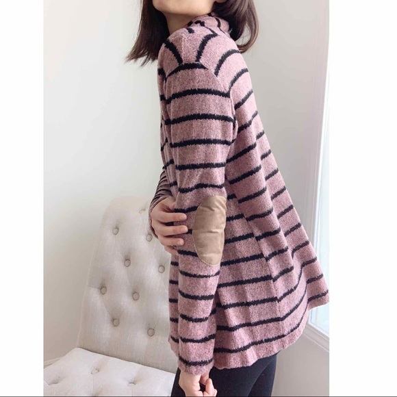 Striped and Suede Patch Cardigan - Picture 6 of 7